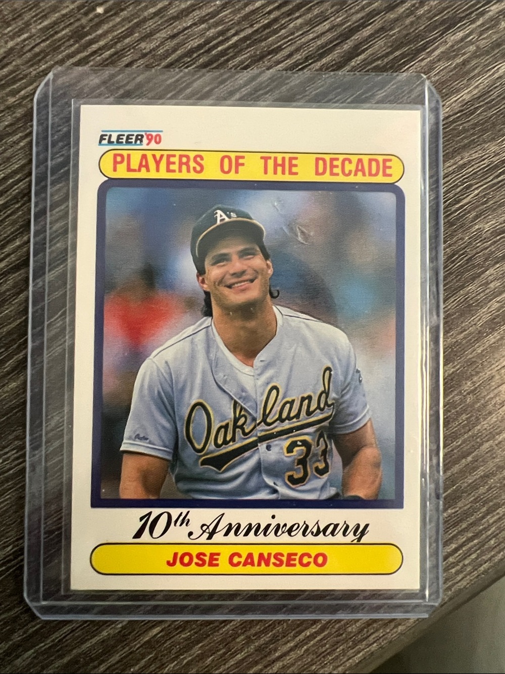 Fleer 1990 Players of the Decade Jose Canseco Baseball Trading Card - Gray